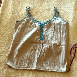 EUC. Vintage Zumba top. Loose fit. Silver w/turquoise trim